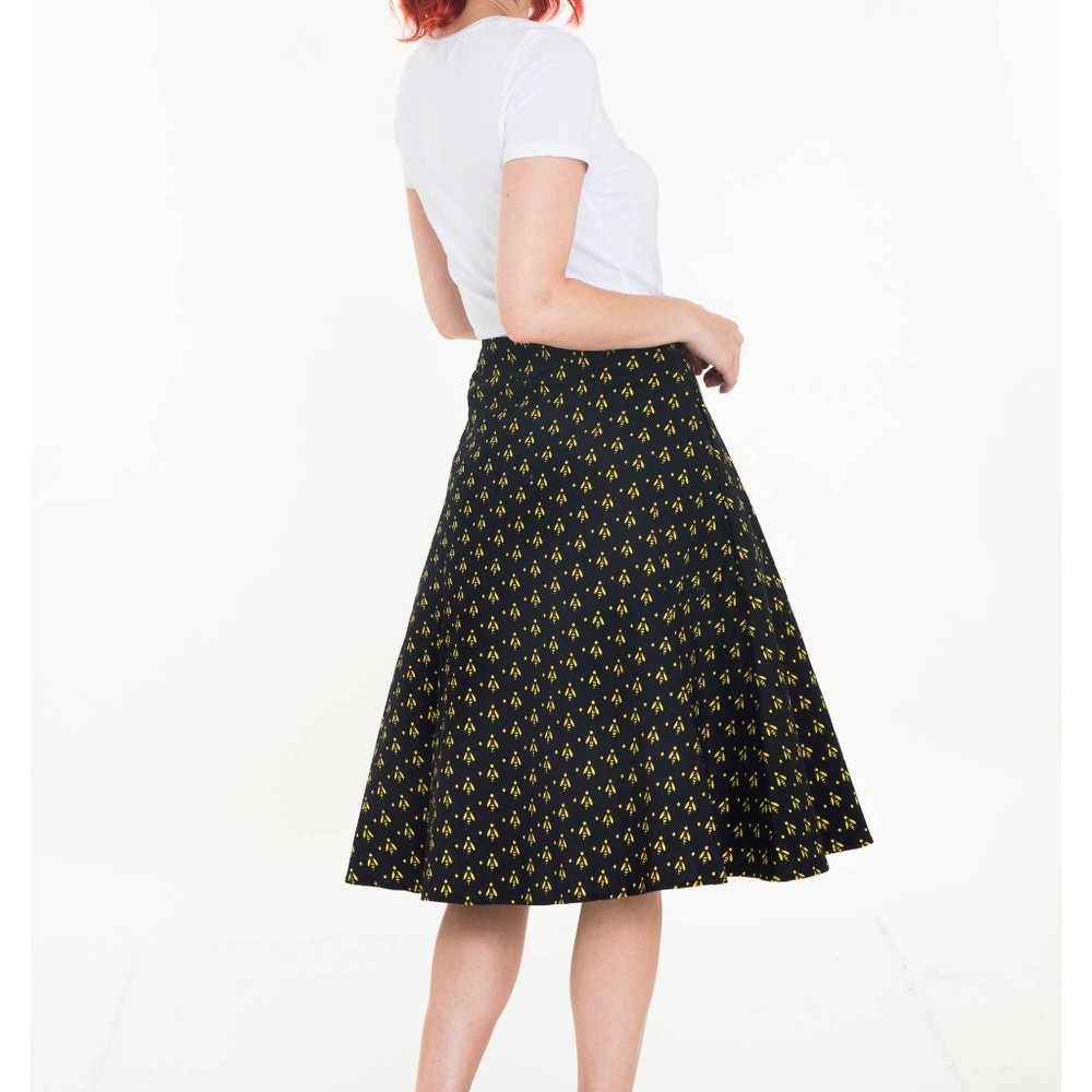 Miss Lulo Bee Print Swing Skirt